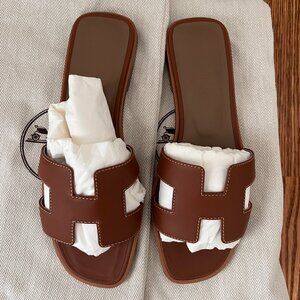 Hermes Oran Sandals - Brown "Gold" - 36
